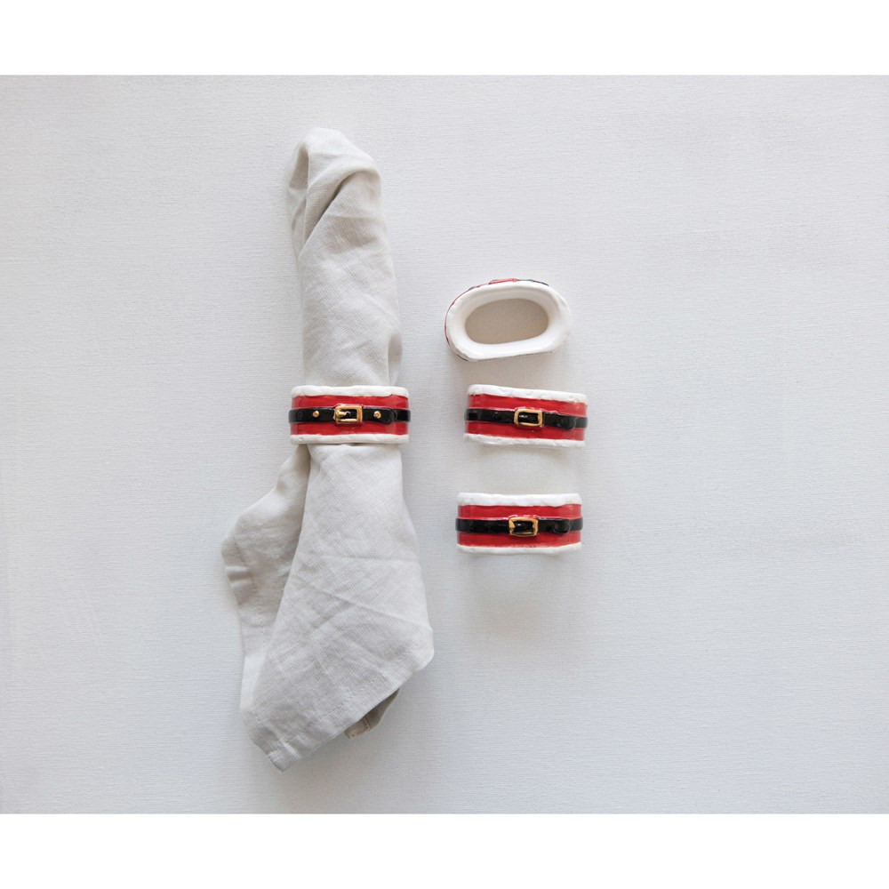 Stoneware Santa Belt Napkin Ring