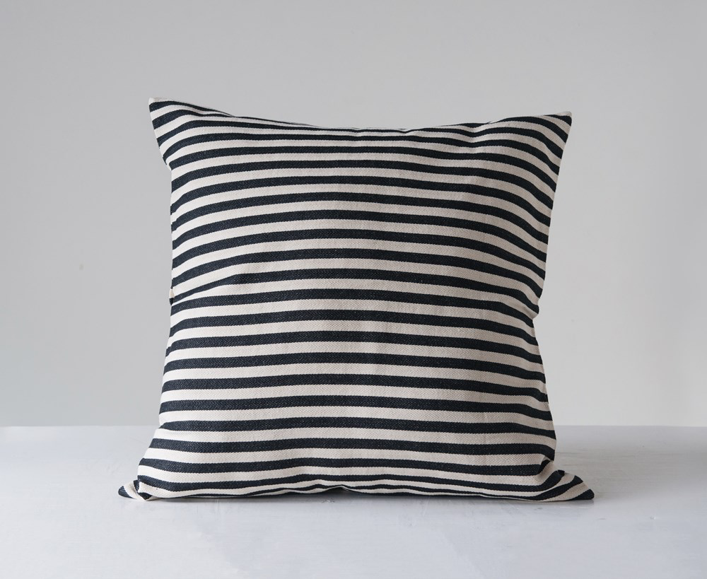 26" Square Cotton Woven Striped Pillow
