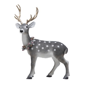 Flocked Foam Standing Deer with Glitter