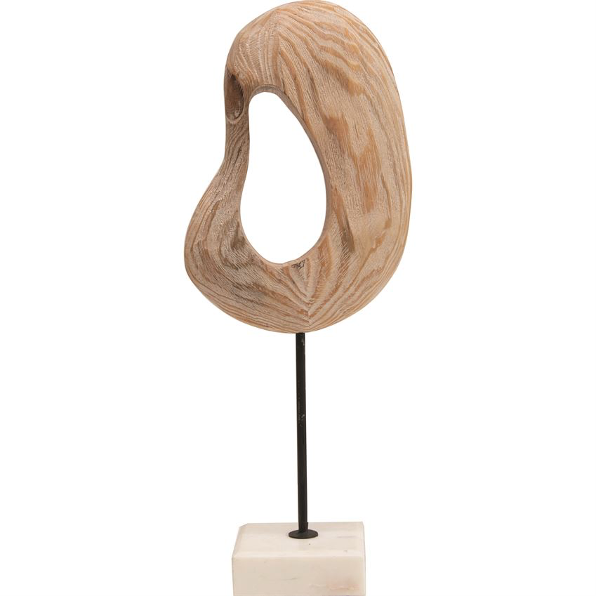 Hand-Carved Wood Decor on Marble Base