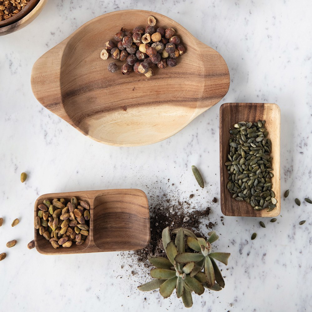 Acacia Wood Tray with 2 Sections