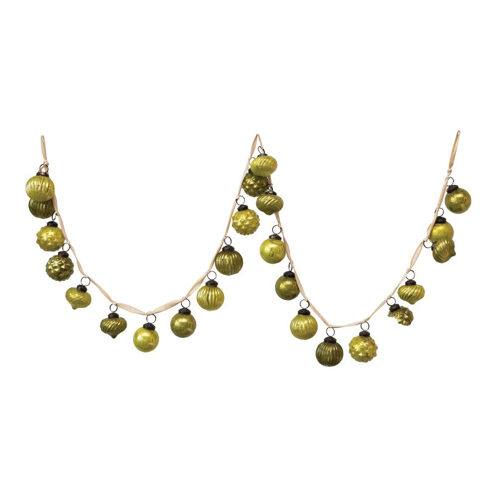 Embossed Mercury Glass Ball Ornament Garland