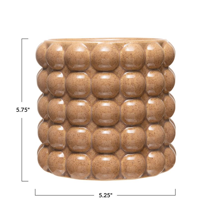 Embossed Stoneware Planter Camel Color