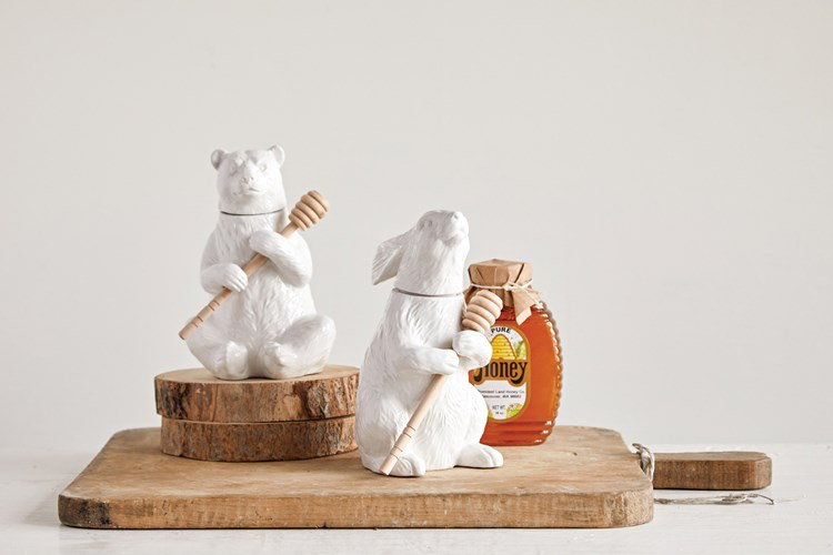 Ceramic Bear Honey Pot