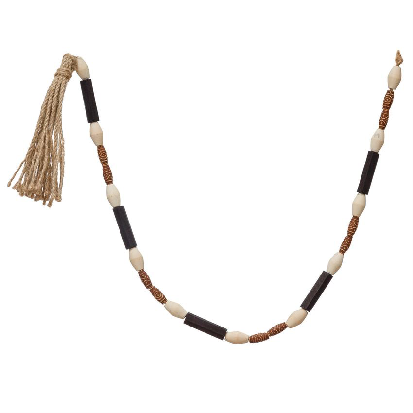 Wood Bead Garland with Tassel