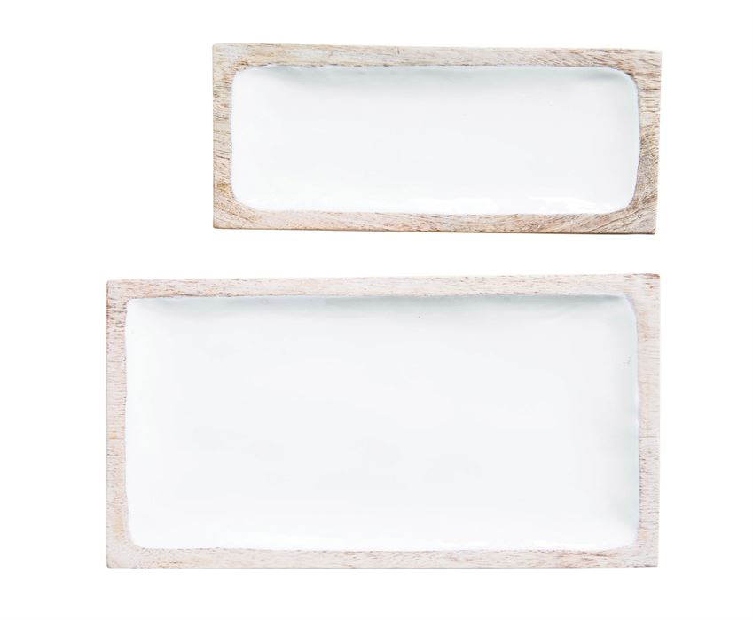 Enameled Mango Wood Tray