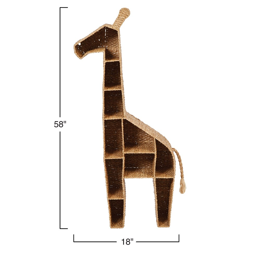 Hand-Woven Bankuan & Metal Giraffe Shelf
