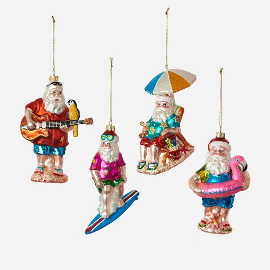 Beach Bum Santa Ornament