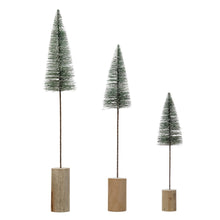 Load image into Gallery viewer, Faux Tree w/ Snow Finish &amp; Wood Base

