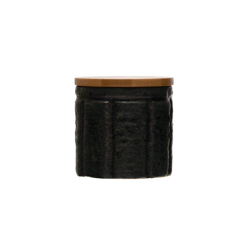 Stoneware Canister with Bamboo Lid
