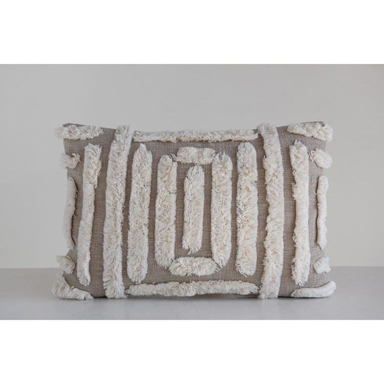 24"L x 16"H Woven Cotton Lumbar Pillow