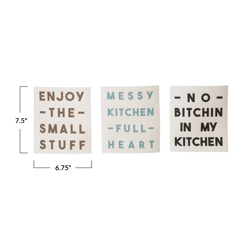 Eco-Friendly Reusable Cellulose Sponge Cloth with Saying