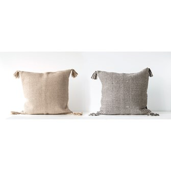 Woven Striped Pillow with Tassels