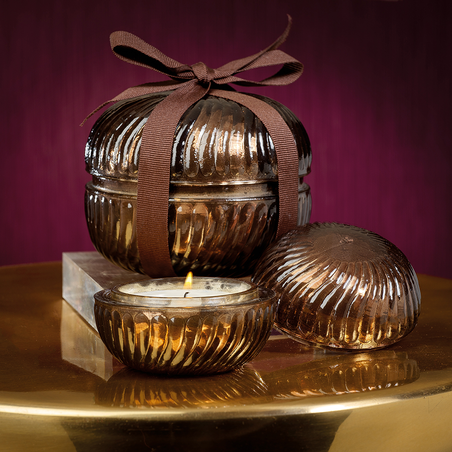 Spiced Bourbon Fluted Round Glass Candle Jar