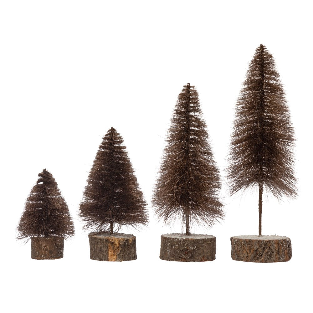 Fabric String Trees w/ Wood Slice Bases