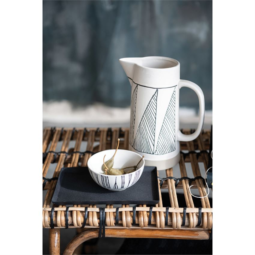 Embossed Stoneware Pitcher