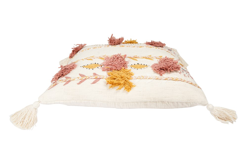 20" Square Cotton Embroidered Pillow