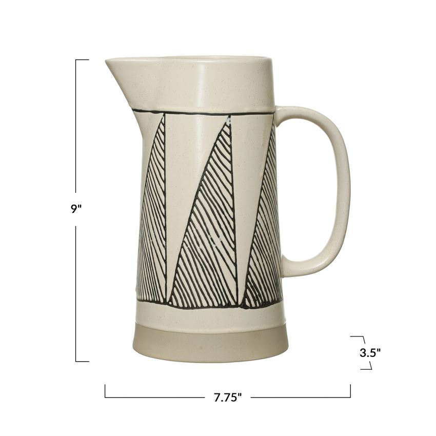 Embossed Stoneware Pitcher