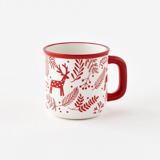 Red and White Patterned Mug