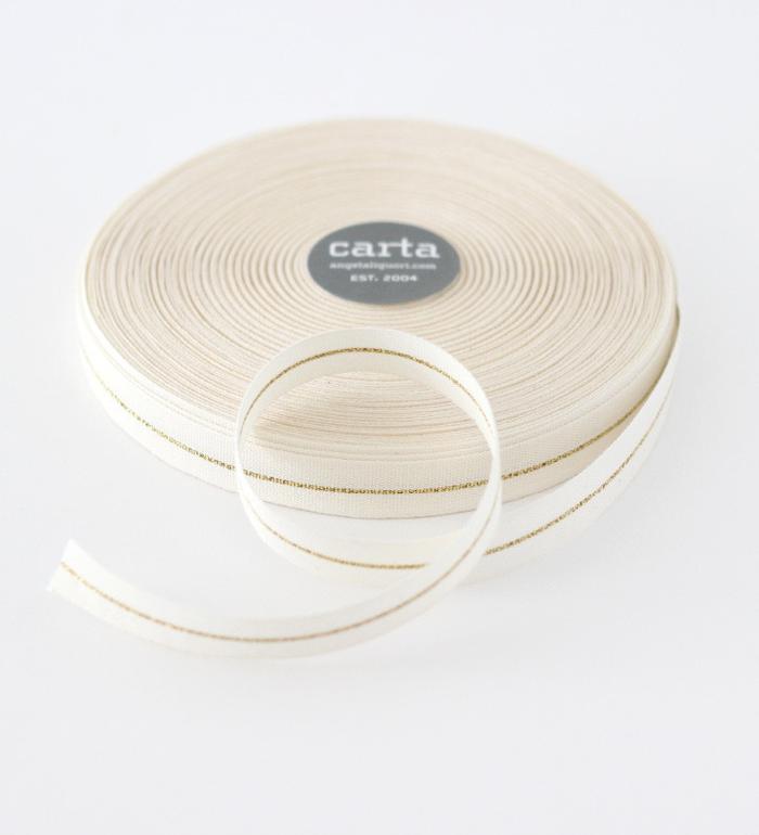Metallic Line Tight Weave Cotton Ribbon 5/8”