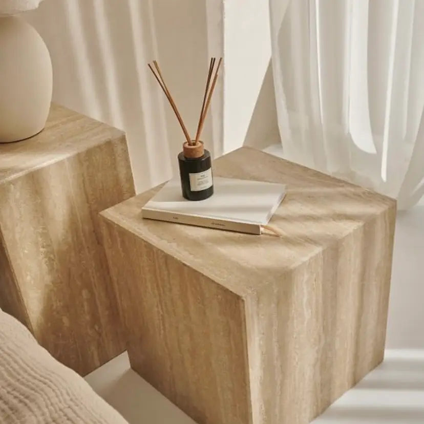 Cube Travertine Table