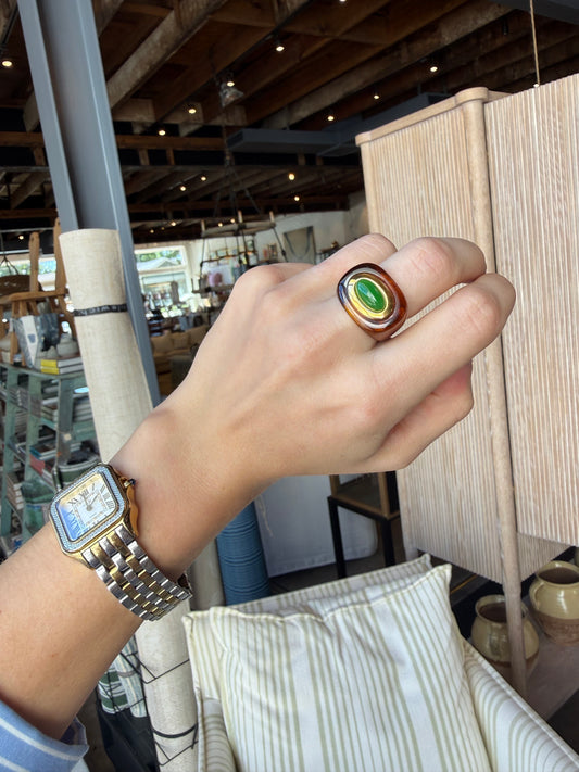 Tortoise Shell Resin-Green Quartz