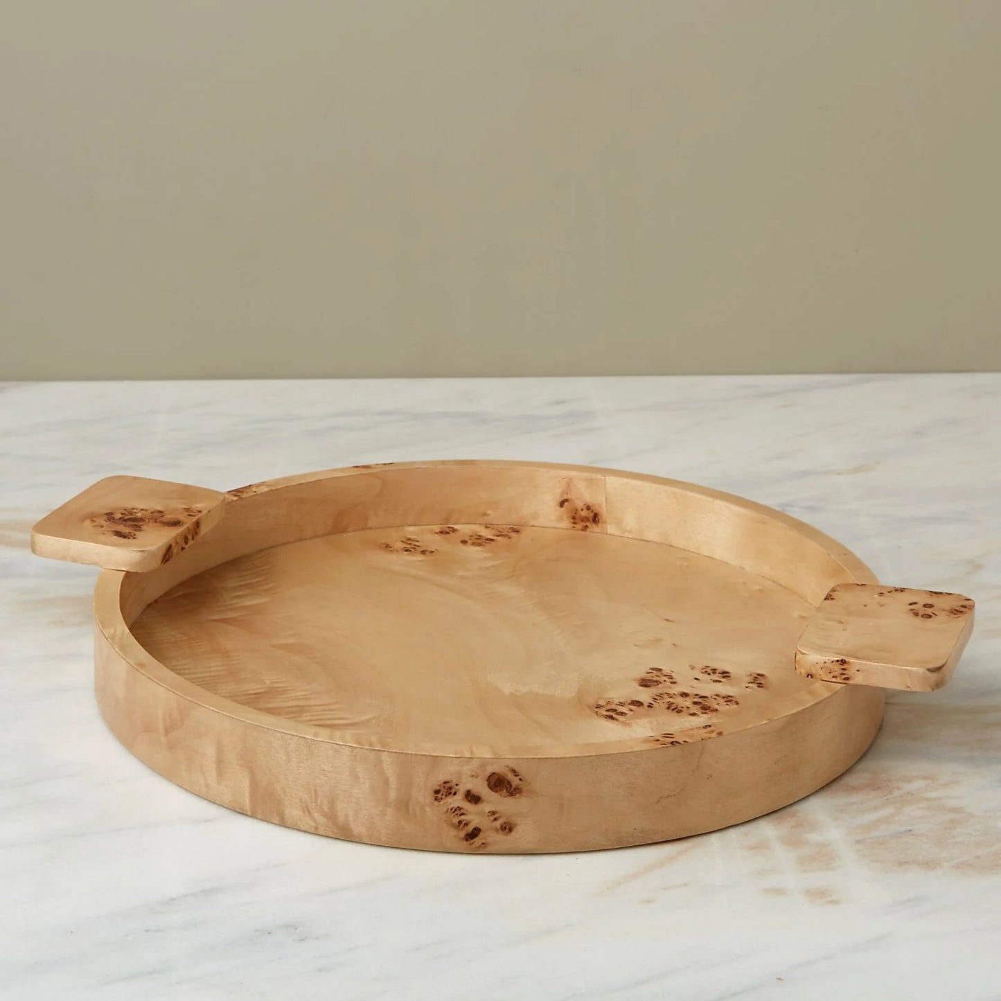 Uma Burl Wood Round Tray