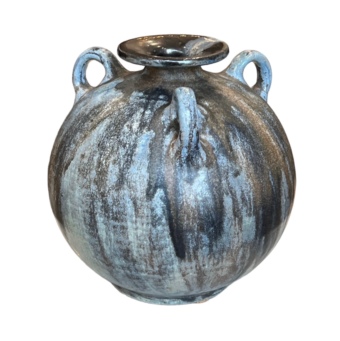 Stoneware Vase in blue and Brown