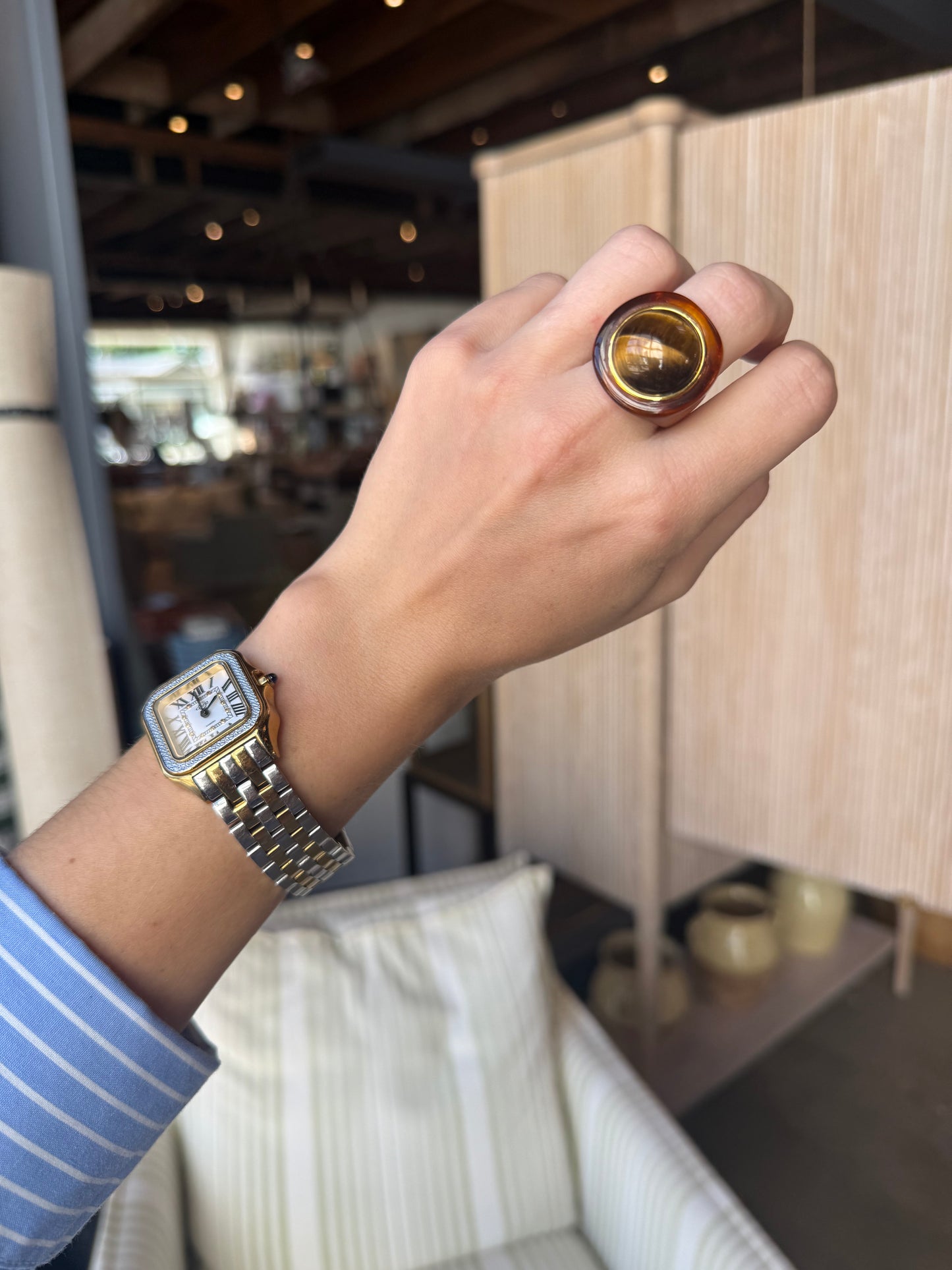 Tortoise Shell Resin Tiger Eye Ring
