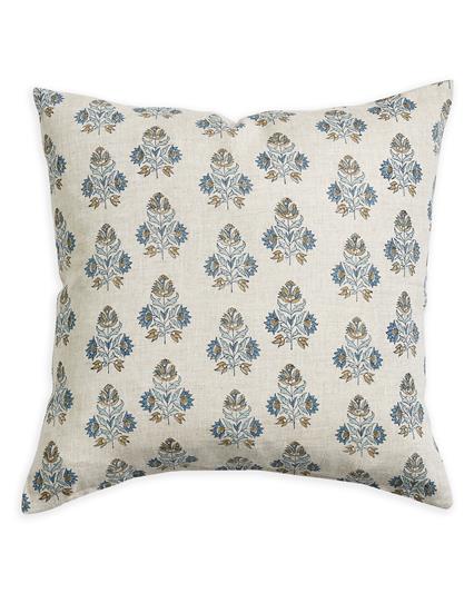 Ankara Fresh Azure linen pillow