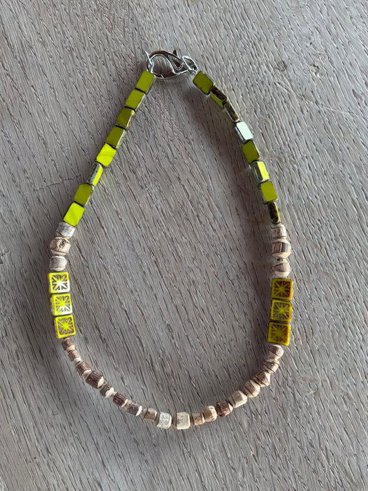 Kiwi Vintage Beaded Necklace