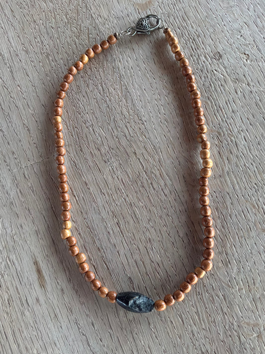 Vintage Wood and Stone Necklace