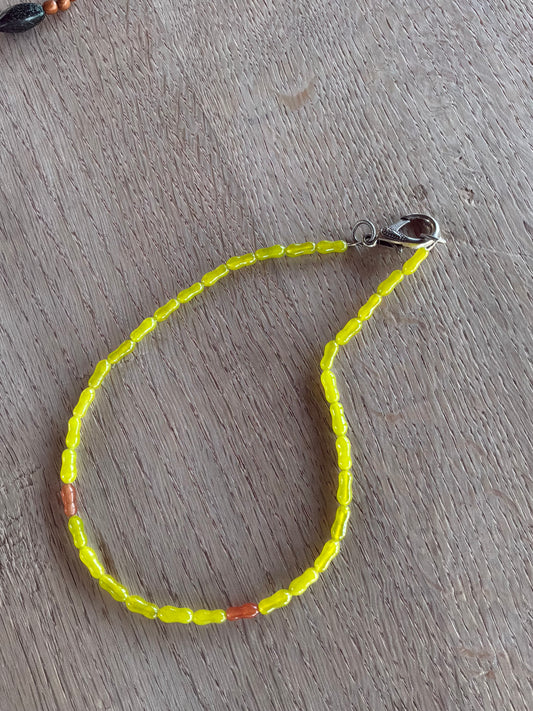 Kiwi & Pink Vintage Beaded Necklace