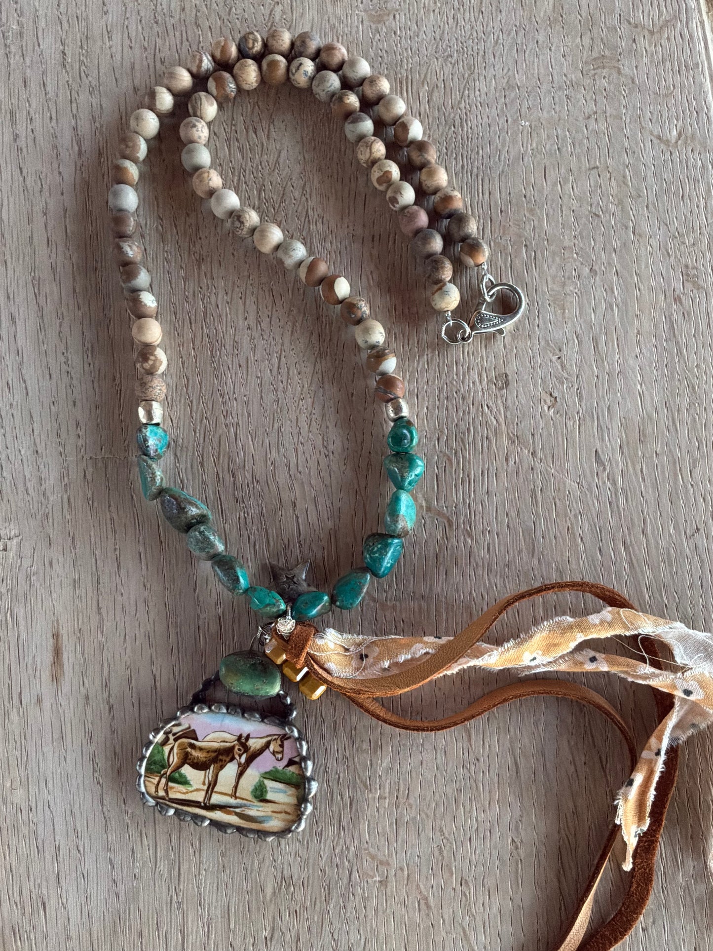 Vintage Donkey Piece and Bead Necklace