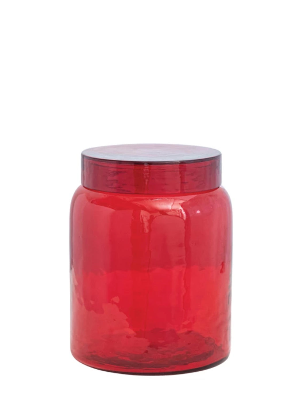 Red Round  Glass Jar