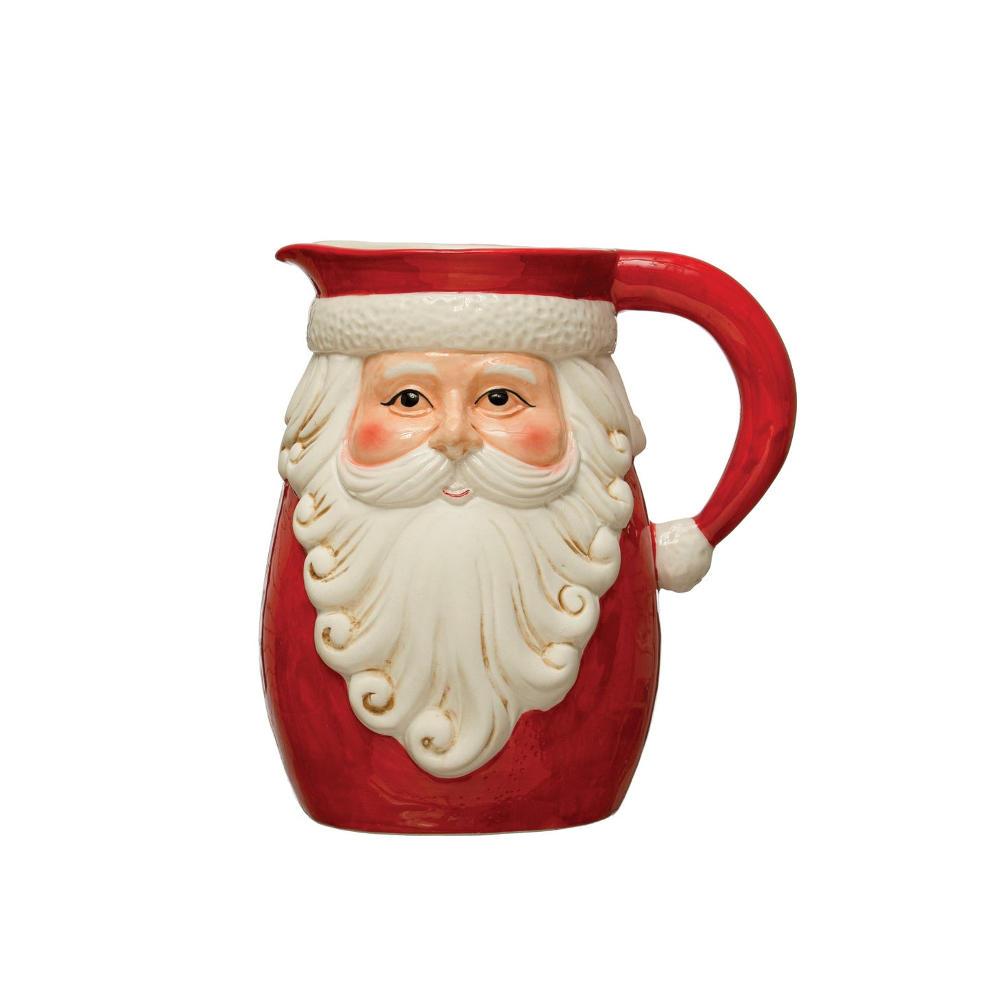 Hand Painted Stoneware Santa Pitcher