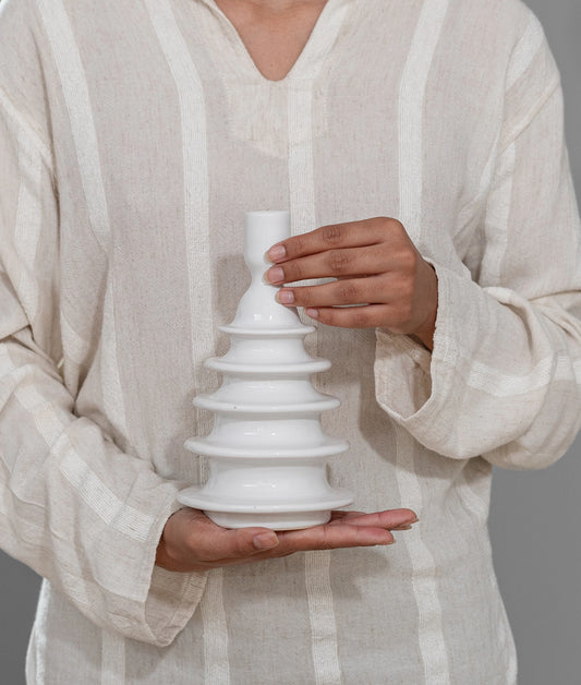 Ceramic Candlestick White