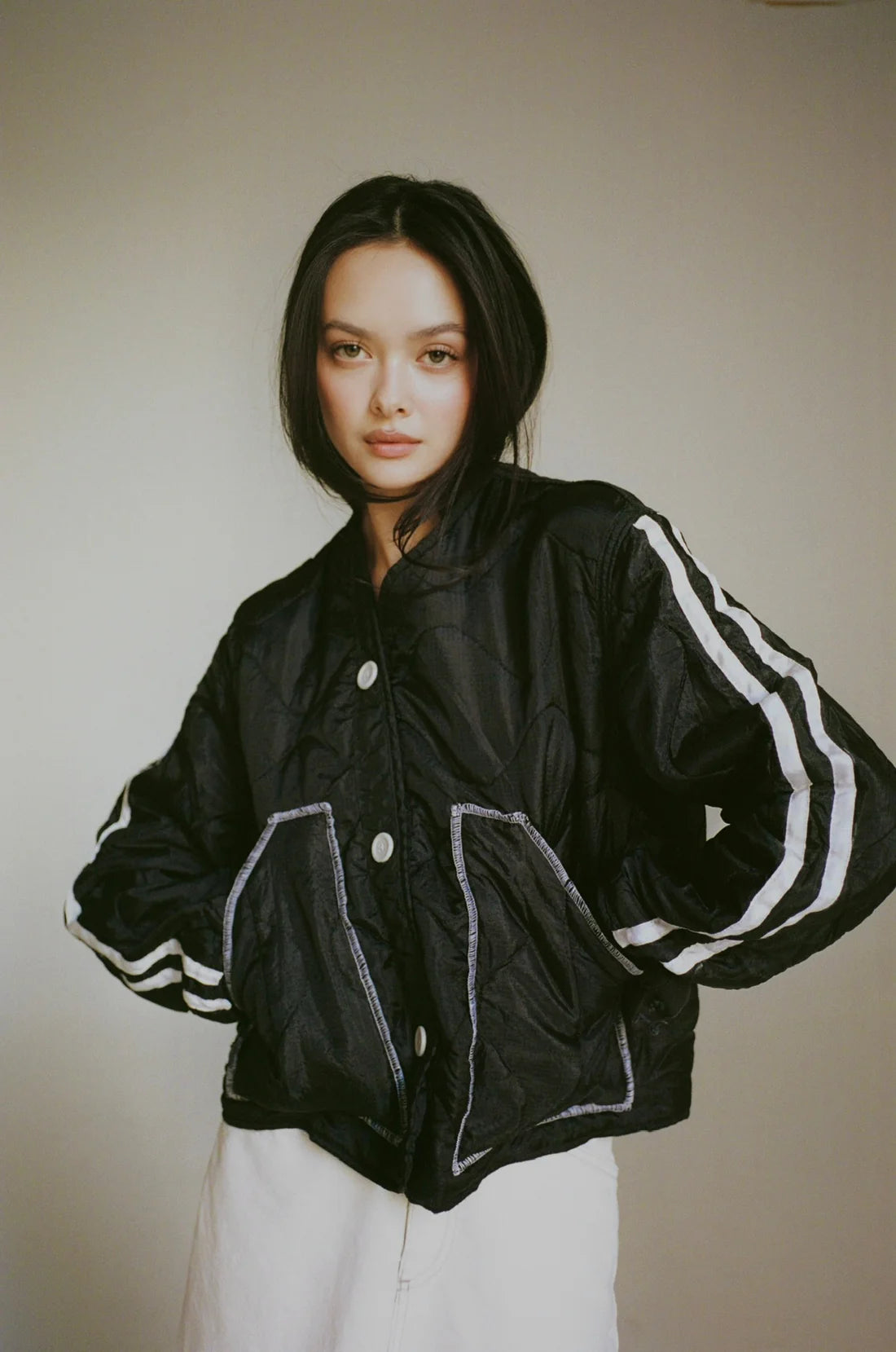 Military Liner Track Jacket Black/White
