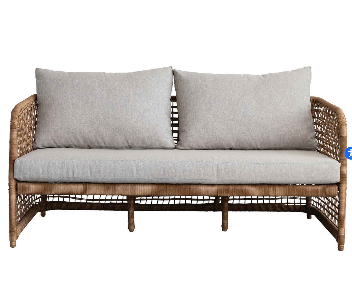 Hand-Woven Plastic Wicker Indoor/Outdoor Sofa