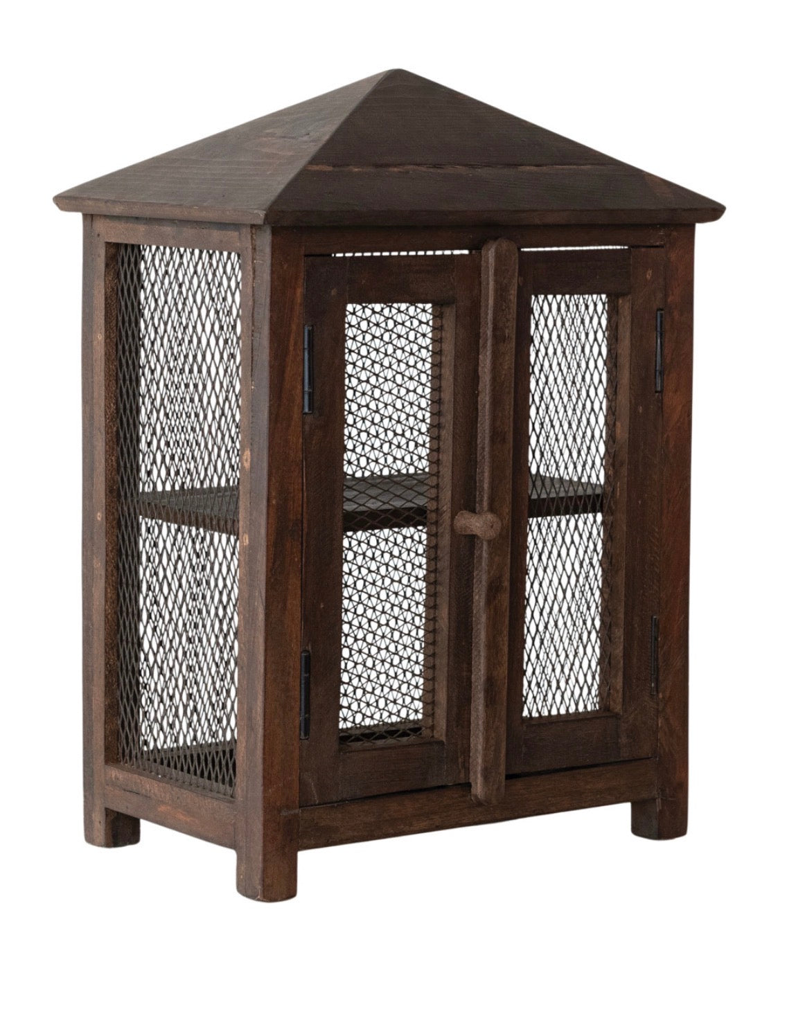 Reclaimed Wood Cabinet with Metal Mesh Doors