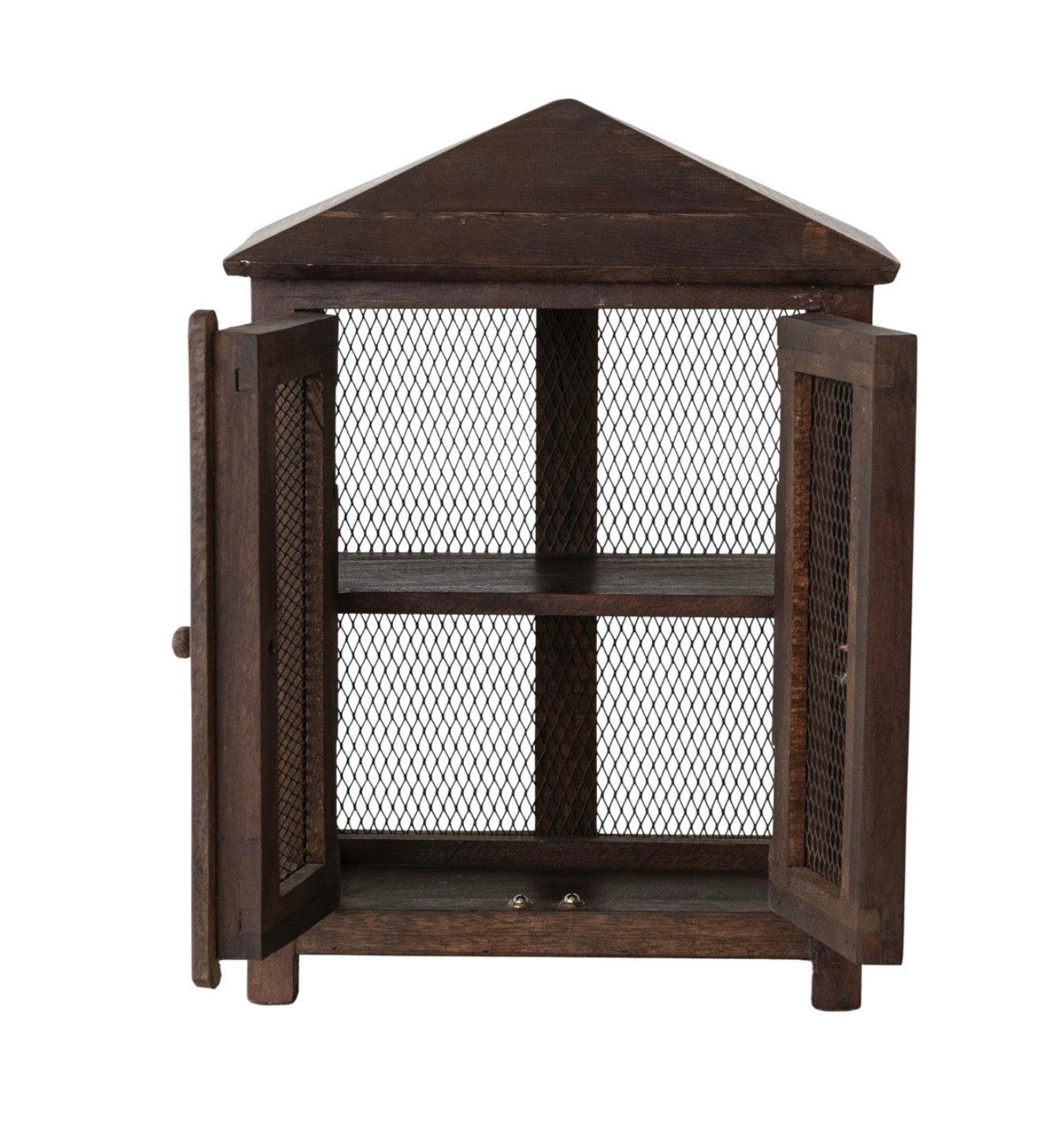 Reclaimed Wood Cabinet with Metal Mesh Doors