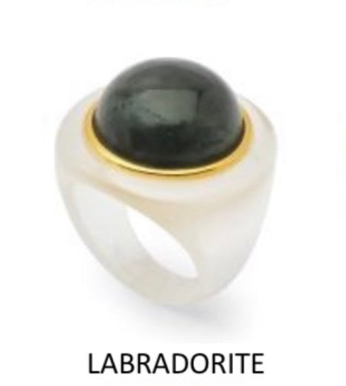 Opal Resin Labradorite Ring
