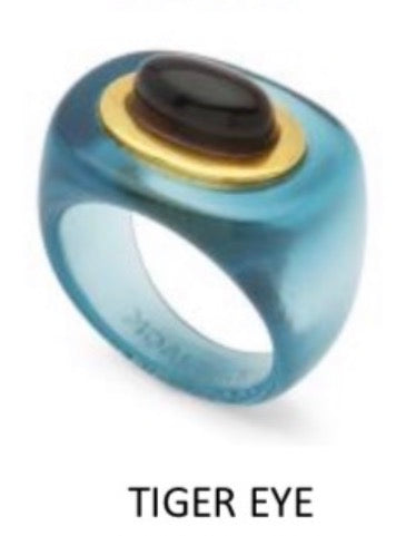 Deep Sea Blue Resin Tiger Eye Ring