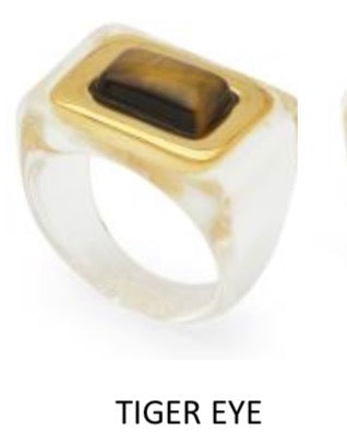 Clear Resin Tiger Eye Ring