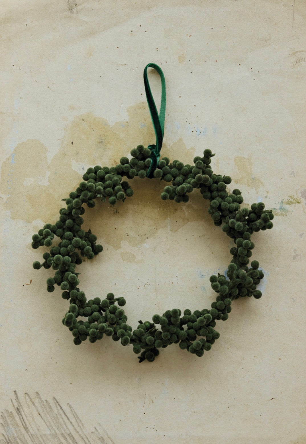 Flocked Wreath with Velvet Ribbon