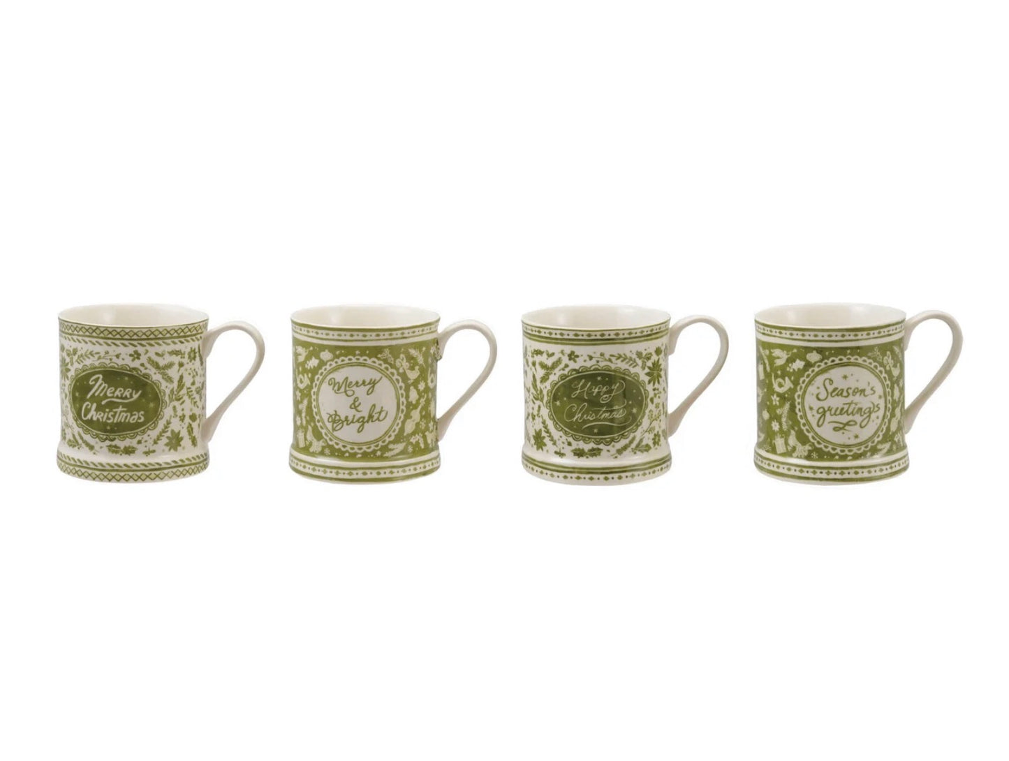 Stoneware Mug with Holiday Design & Saying, 4 Styles
