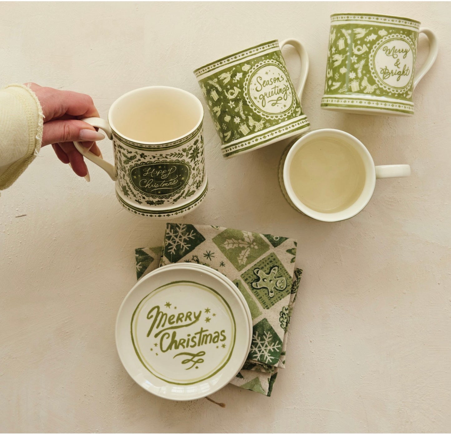Stoneware Mug with Holiday Design & Saying, 4 Styles