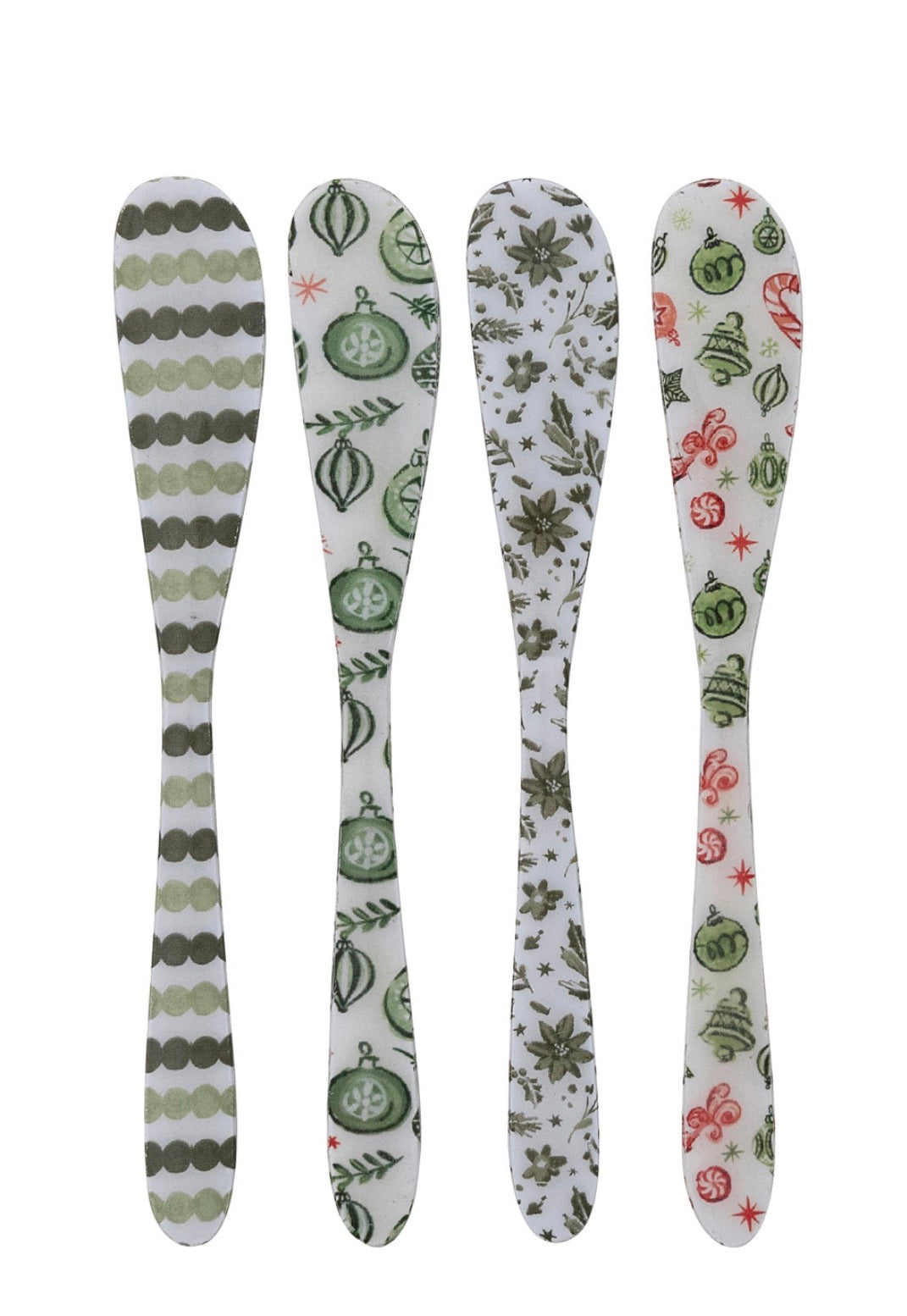 Enameled Stainless Steel Canape Knife with Holiday Pattern, 4 Styles