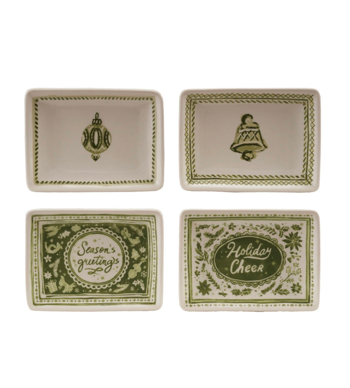 Stoneware Dish with Holiday Design/Saying, 4 Styles