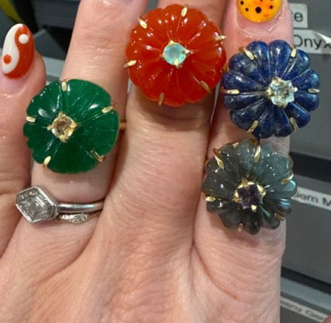 Gemstone Chrysanthemum Ring